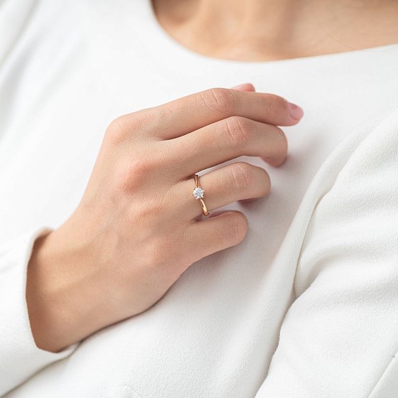 Золотое помолвочное кольцо (цирконий Swarovski) к06256 №2
