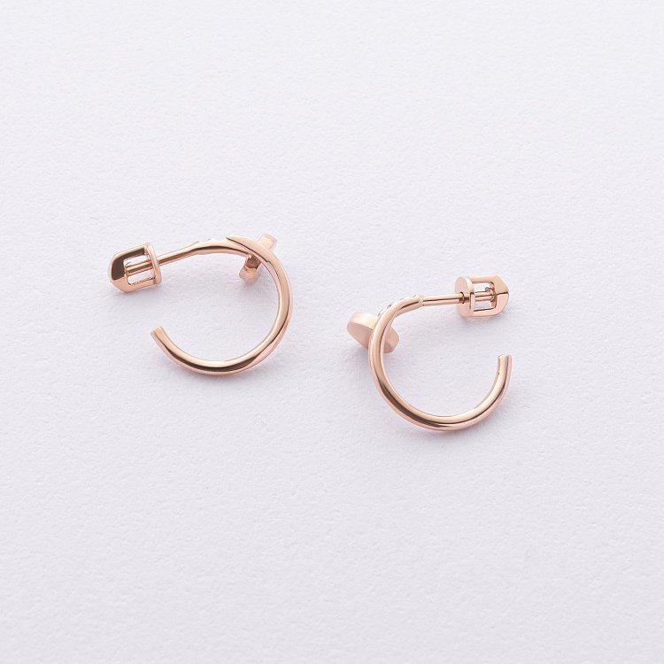 Сережки - пусети "Цвях" у червоному золоті с09180 від ювелірного магазину Онікс - 2