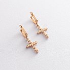Золоті сережки "Хрестики" з фіанітами с02439 от ювелирного магазина Оникс - 4