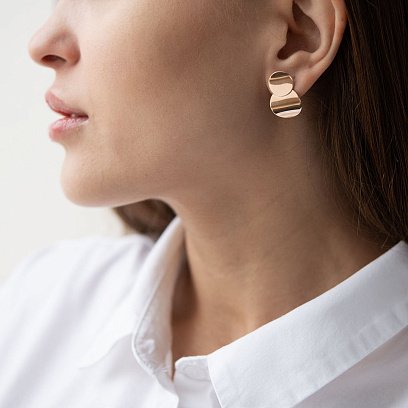 Сережки "Унікальні" в червоному золоті 470578 №7