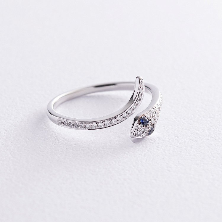 Золота каблучка "Змія" з діамантами та сапфірами кб0487ca від ювелірного магазину Онікс - 2