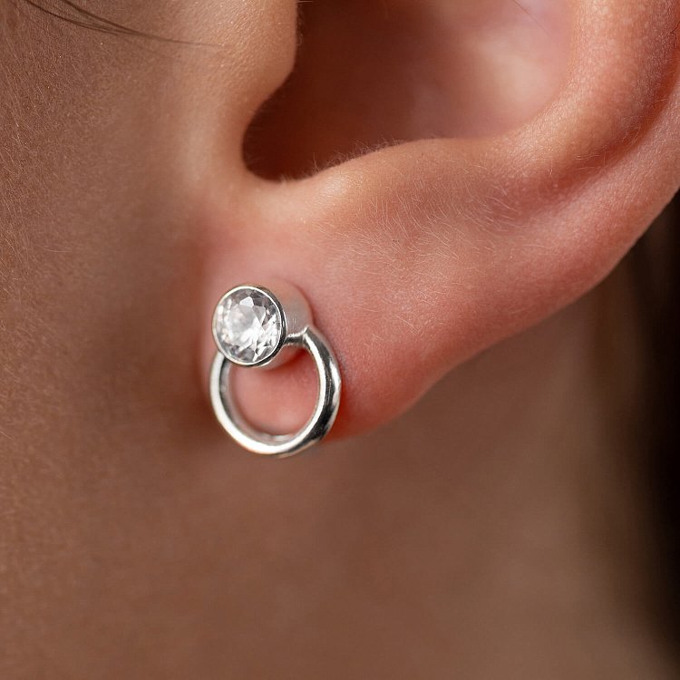 Срібні сережки - пусети "Ейпріл" з фіанітами 123278 від ювелірного магазину Онікс - 3