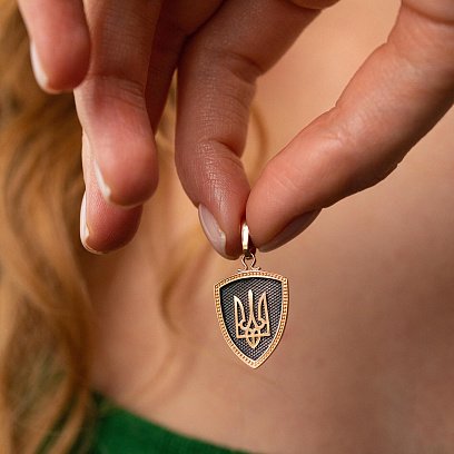 Кулон "Герб Украины - Тризуб" в красном золоте п03740 №2