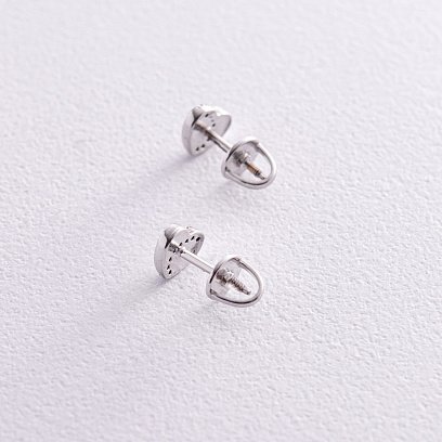 Сережки - пусети "Сердечки" з фіанітами (біле золото) с08207 №4