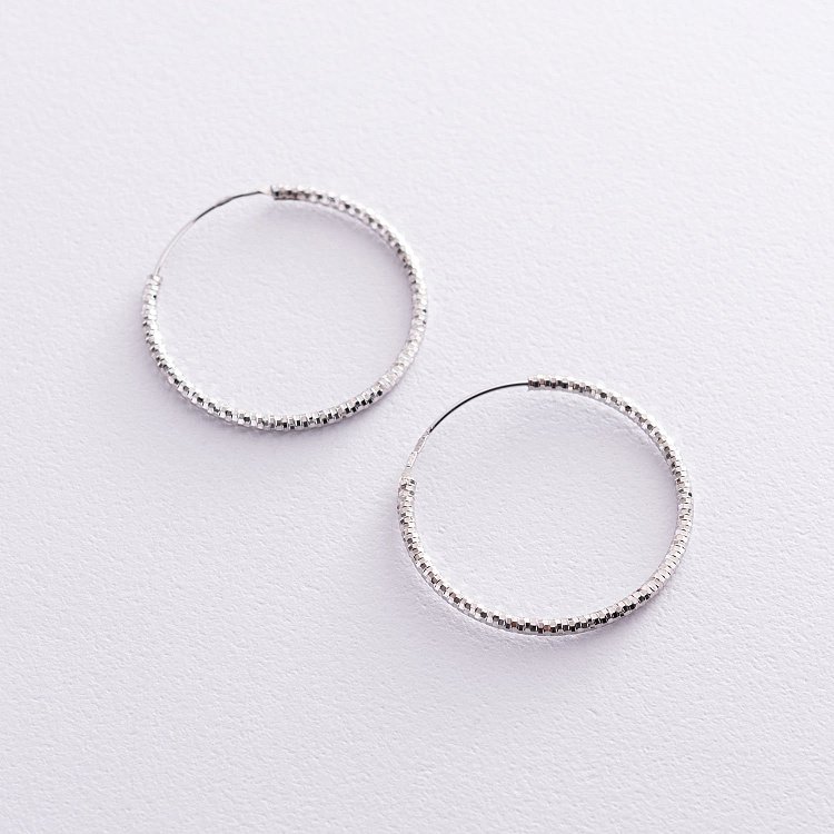 Сережки - кільця в сріблі (3.4 см) 122961 - 2 Сережки - кільця в сріблі (3.4 см) 122961 від ювелірного магазину Онікс - 2