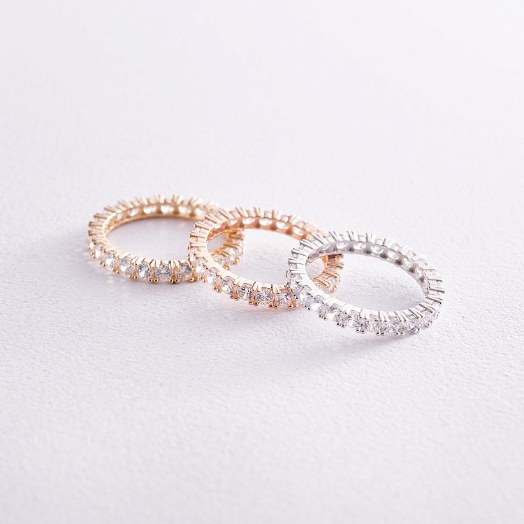 Кольцо "Paris" с дорожкой камней в красном золоте к07200 от ювелирного магазина Оникс - 3