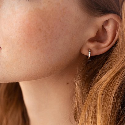 Золотые серьги - кольца с бриллиантами 310831121 №2