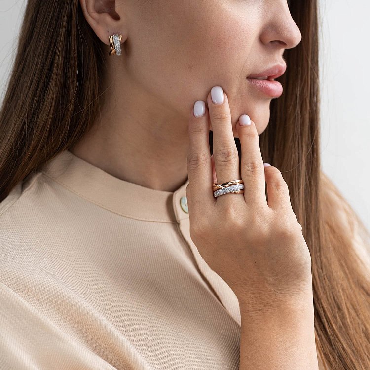 Сережки в червоному золоті з фіанітами с04522 від ювелірного магазину Онікс - 1