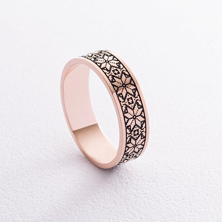 Золотое обручальное кольцо "Вышиванка" с чернением 28642400 от ювелирного магазина Оникс - 14