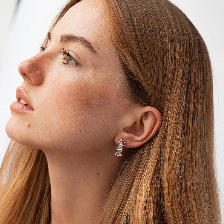 Сережки "Rosie" з фіанітами (біле золото) с09166 від ювелірного магазину Онікс - 5