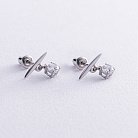 Срібні сережки - пусетами "Естер" з фіанітами 123219 от ювелирного магазина Оникс - 4