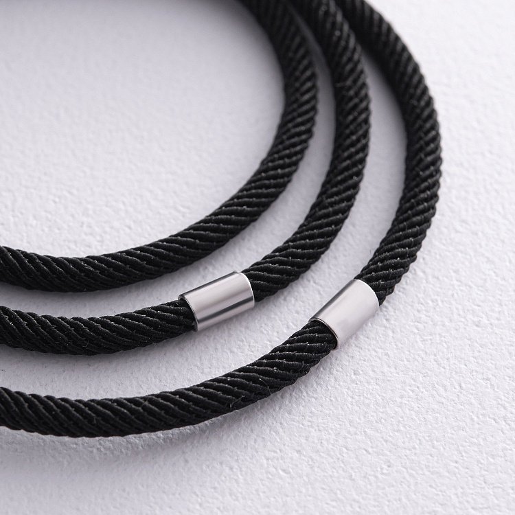 Шовковий шнурок зі срібною застібкою 661 від ювелірного магазину Онікс - 1