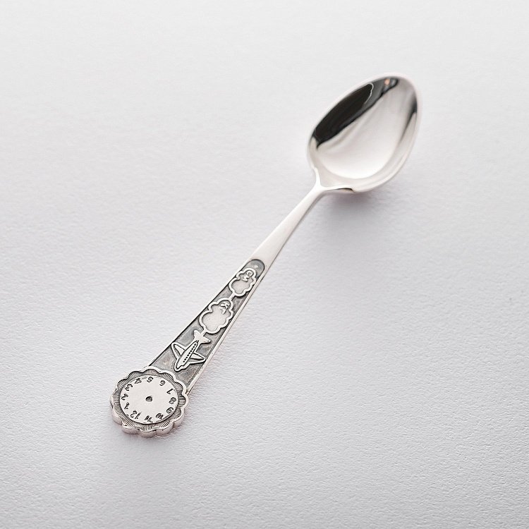 Серебряная ложка "Часики" 24040 от ювелирного магазина Оникс - 2