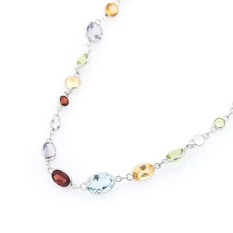 Золоте кольє (аметист, уваровит, піроп, цитрин, топаз) колб0023sp від ювелірного магазину Онікс