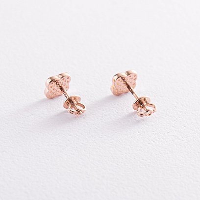 Золоті сережки - пусети "Конюшина" (фіаніти) с07889 №5