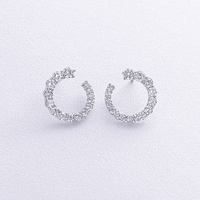 Серьги - пусеты "Саманта" с фианитами (белое золото) с08726 №2