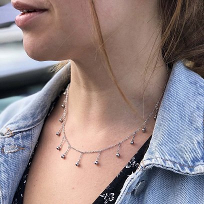 Срібне кольє "Кульки" 18885 №8