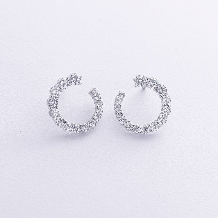 Серьги - пусеты "Саманта" с фианитами (белое золото) с08726 от ювелирного магазина Оникс - 1