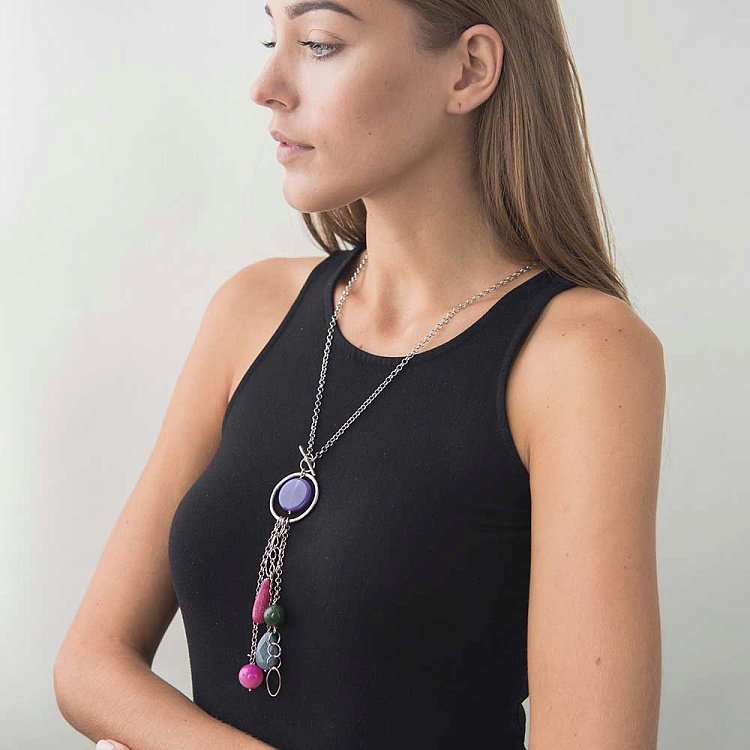 Кольє з агатом і родонітом 517кл15 Кольє з агатом і родонітом 517кл15 від ювелірного магазину Онікс