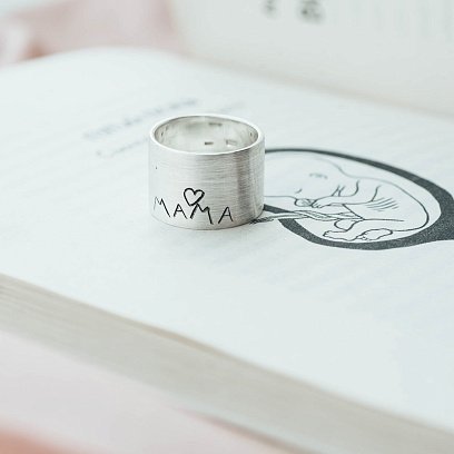 Срібна каблучка "Мама - почерком Вашої дитини" 112143мамад №9