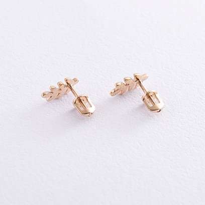 Серьги - пусеты "Веточки" в красном золоте с06925 №4