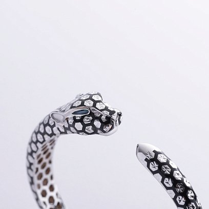 Жесткий золотой браслет "Пантера" (эмаль, фианиты) б05345 №5