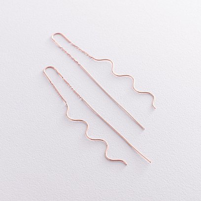 Серьги - протяжки "Милли" в красном золоте с07380 №3