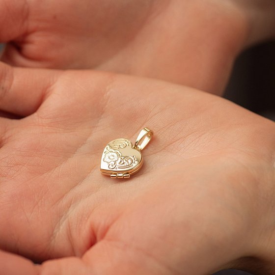 Кулон для фотографії "Сердечко" (жовте золото) п03893 №4