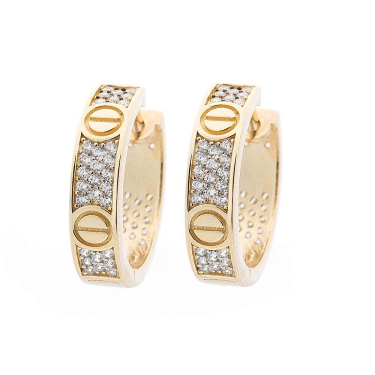 Золотые серьги-кольца (фианит) с05393 от ювелирного магазина Оникс