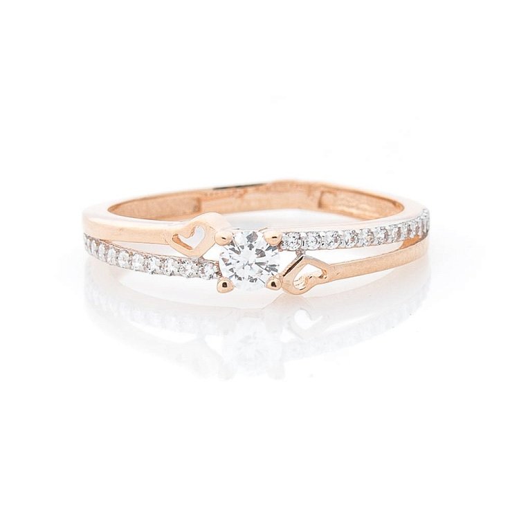 Золотое помолвочное кольцо с фианитами к04768 от ювелирного магазина Оникс - 2