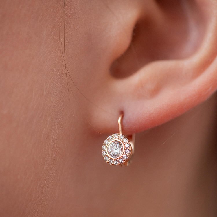 Дитячі золоті сережки з фіанітами с09243 від ювелірного магазину Онікс - 1