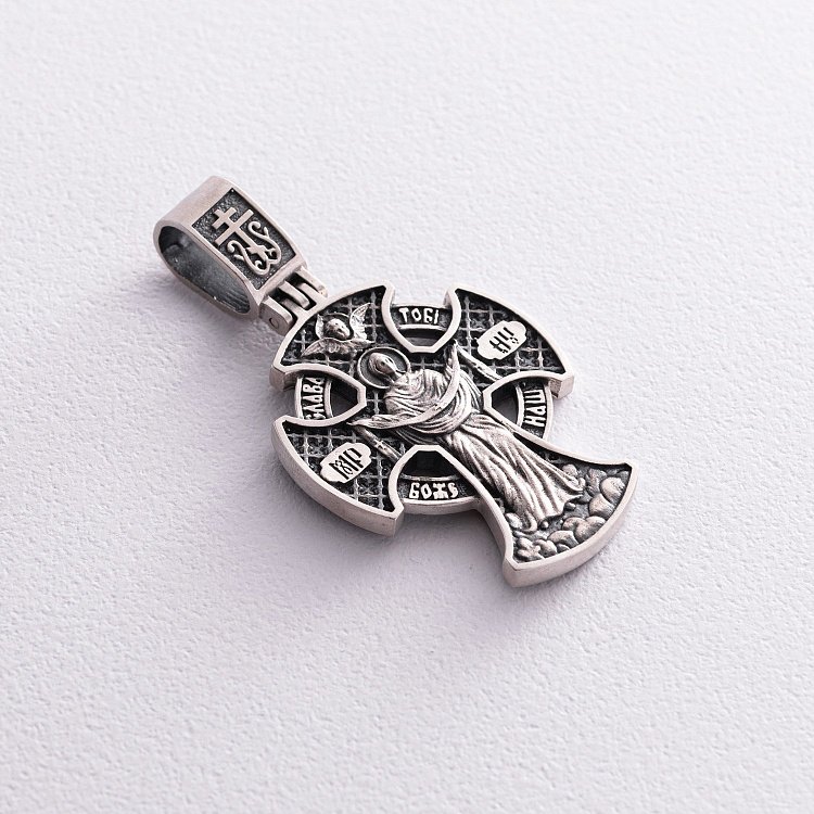 Серебряный православный крест "Господь Вседержитель. Икона Божией Матери" кд-17 от ювелирного магазина Оникс - 3