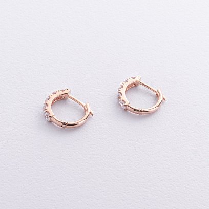 Серьги - кольца "Tracy" с фианитами (красное золото) с09096 №3