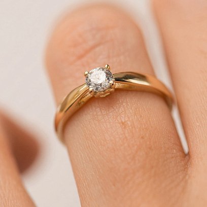 Заручальна золота каблучка "Серце" (фіаніт) к08155 №4