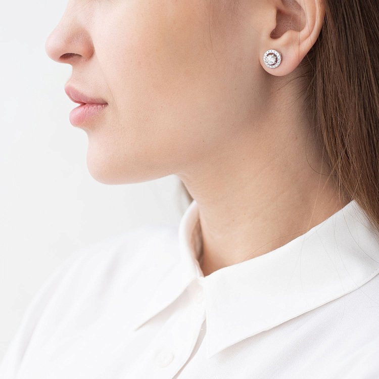 Золотые серьги - трансформеры с бриллиантами сб0337ri от ювелирного магазина Оникс - 1