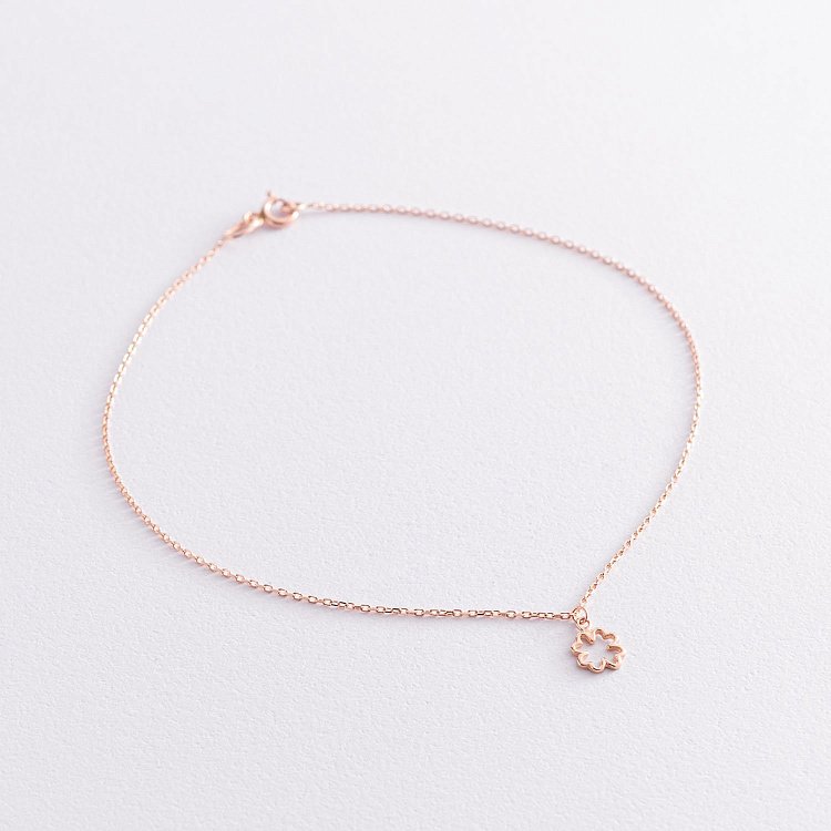 Золотий браслет "Конюшина" на ногу б04791 від ювелірного магазину Онікс