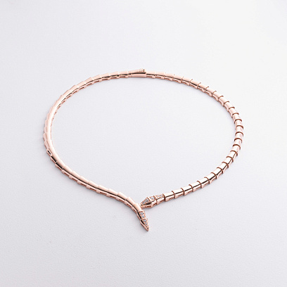 Кольє "Змія" у червоному золоті (фіаніти) кол02589