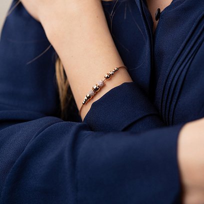 Браслет "Шарики" в красном золоте (фианиты) б05193 №2