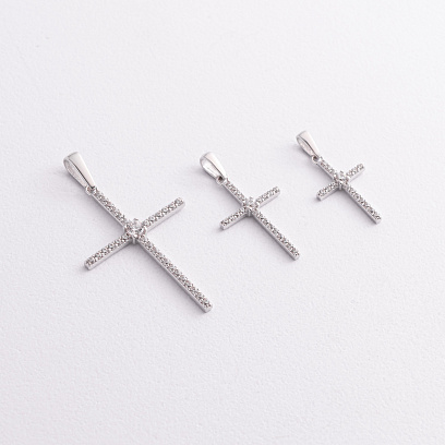 Хрестик у білому золоті (фіаніти) п04057 №3