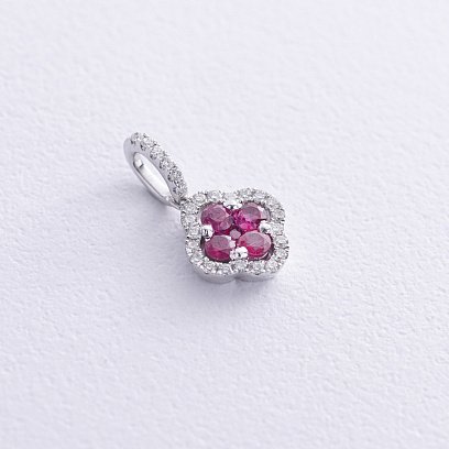 Золотой кулон "Клевер" (бриллианты, рубины) пб0323cha