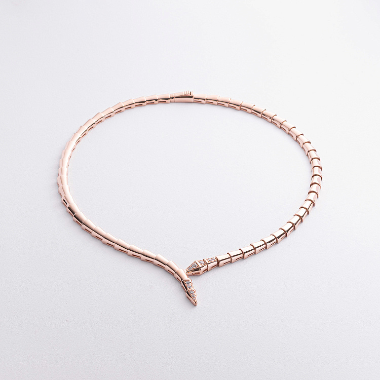 Кольє "Змія" у червоному золоті (фіаніти) кол02589 від ювелірного магазину Онікс