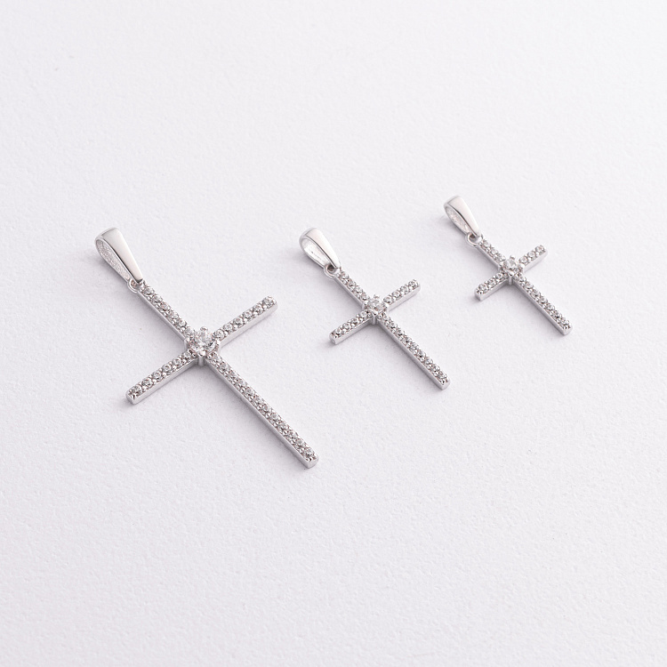 Хрестик у білому золоті (фіаніти) п04057 від ювелірного магазину Онікс - 2