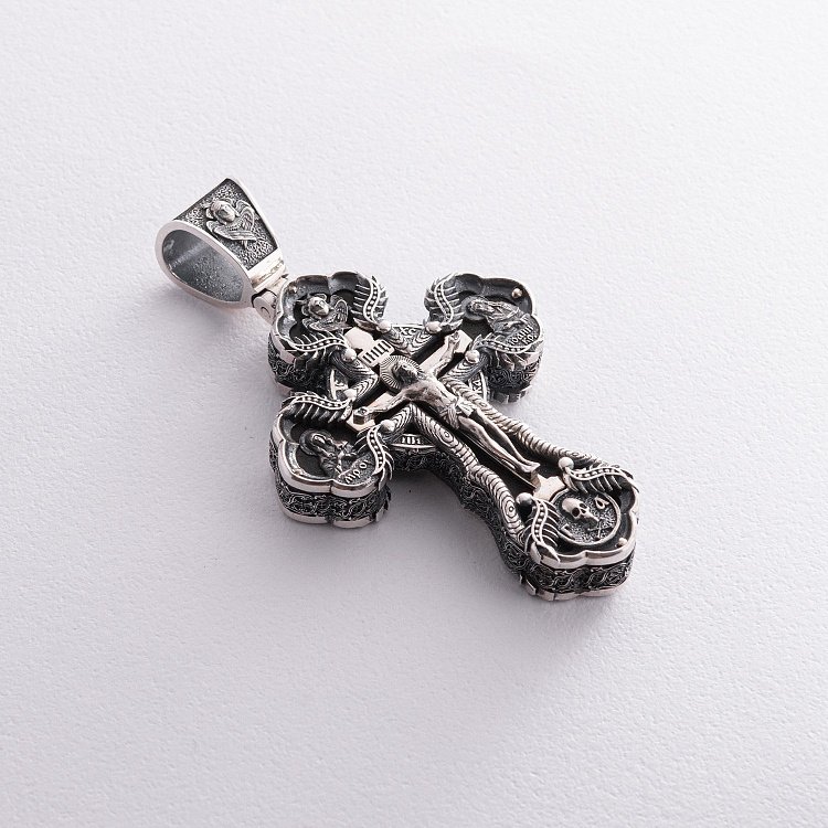 Мужской православный крест "Распятие" из эбенового дерева и серебра 850 от ювелирного магазина Оникс - 5