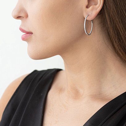 Золотые серьги - кольца с бриллиантами с581sl №2