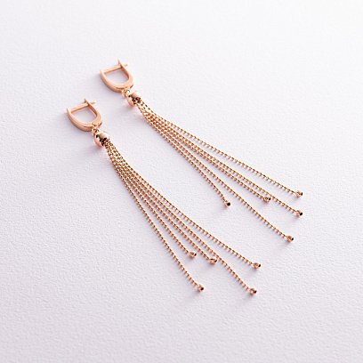 Золоті сережки "Кульки" на ланцюжку с07419