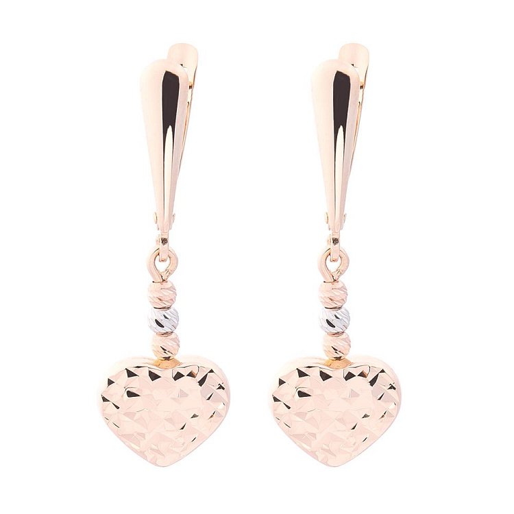 Золоті сережки "Сердечка" (родій) с06109 від ювелірного магазину Онікс