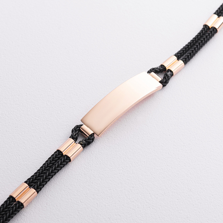 Мужской браслет с золотыми вставками (возможна гравировка) б05159 от ювелирного магазина Оникс - 2