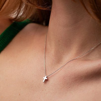 Колье с крестиком в серебре 181286 №4