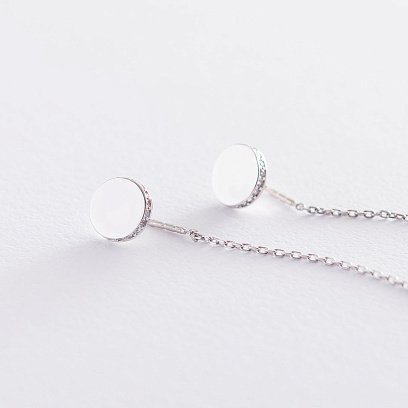 Золоті сережки-протяжки з фіанітами с06768 №2