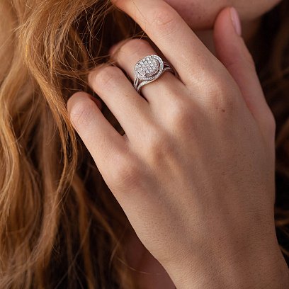 Кольцо в белом золоте с бриллиантами kegк602 №4